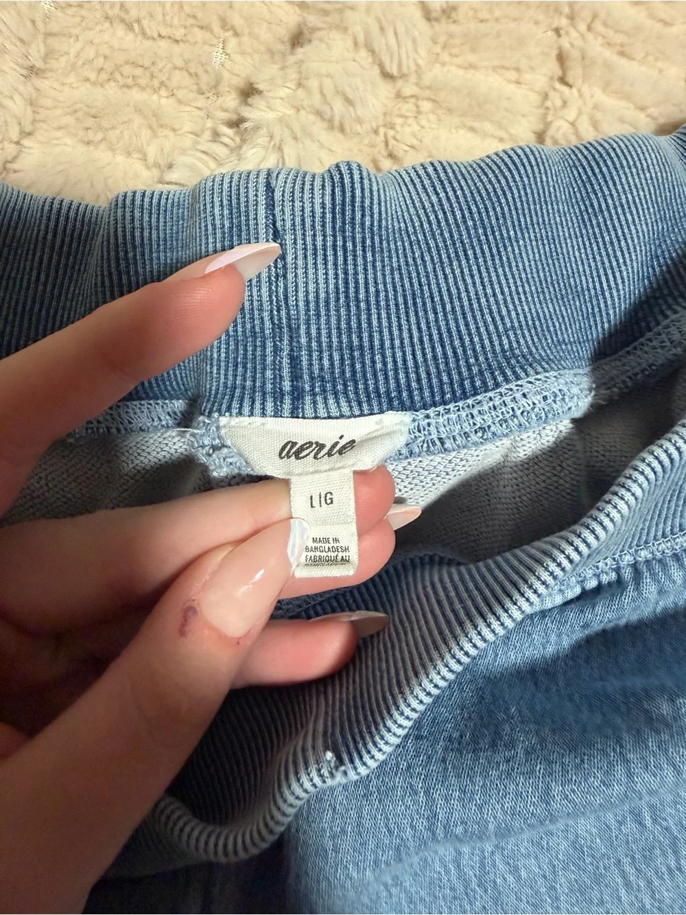 aerie Light Blue Denim-Look Pull-On Shorts
